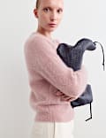 Wool Blend Crew Neck Button Detail Jumper