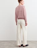 Wool Blend Crew Neck Button Detail Jumper