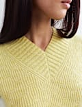 Mohair and Wool Blend V-Neck Textured Jumper