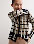 Pure Merino Wool Jacquard Checked Cardigan