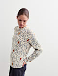 Pure Merino Wool Leaf Print Crew Neck Jumper