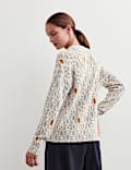 Pure Merino Wool Leaf Print Crew Neck Jumper