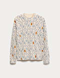 Pure Merino Wool Leaf Print Crew Neck Jumper