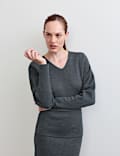 Pure Merino Wool V-Neck Fitted Jumper