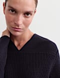 Pure Merino Wool Textured Notch Neck Jumper
