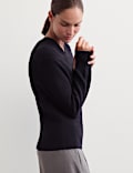 Pure Merino Wool Textured Notch Neck Jumper