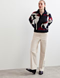 Mohair and Wool Blend Jacquard Polo Jumper