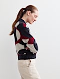 Mohair and Wool Blend Jacquard Polo Jumper