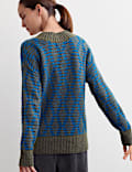Merino Wool Rich Diamond Stitch V-Neck Jumper