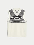 Pure Lambswool Fair Isle V-Neck Knitted Vest