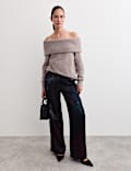 Pull en mohair mélangé à épaules dénudées