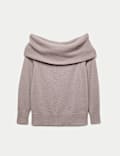 Pull en mohair mélangé à épaules dénudées