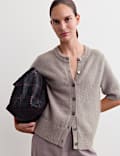 Cardigan en mohair mélangé à manches courtes