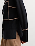 Pure Merino Wool Geometric Funnel Neck Jumper