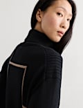 Pure Merino Wool Geometric Funnel Neck Jumper