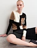 Pure Merino Wool Colour Block Jumper