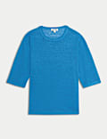 T-Shirt με ανάγλυφη υφή από 100% λινό