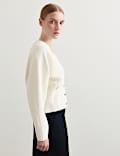 Cotton Blend Pleat Waist Cardigan