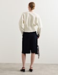 Cotton Blend Pleat Waist Cardigan