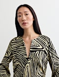Pure Viscose Printed Notch Neck Knee Length Shift Dress