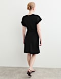 Crepe Ruched Short Waisted Dress