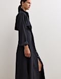 Robe trench midi en laine à fermeture boutonnée sur le devant