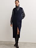 Robe tube en jersey de laine mélangée à col V