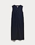 Robe tube en jersey de laine mélangée à col V