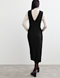Pure Wool Textured V Neck Midi Dress