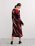 Satin Printed Cowl Neck Midi Slip Dress
