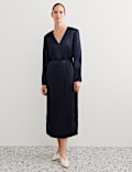 Jacquard V Neck Midi Column Dress