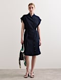 Cotton Rich Knee Length Wrap Dress