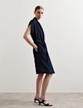 Cotton Rich Knee Length Wrap Dress