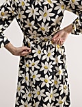 Pure Silk Floral V-Neck Midi Dress