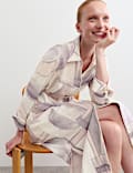 Printed Tie Waist Midi Shirt Dress