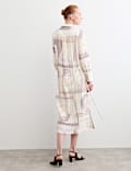 Printed Tie Waist Midi Shirt Dress