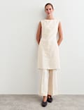 Robe tube en coton m&eacute;lang&eacute; jacquard avec lin