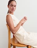 Robe tube en coton m&eacute;lang&eacute; jacquard avec lin
