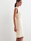 Robe tube en coton m&eacute;lang&eacute; jacquard avec lin