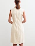 Robe tube en coton m&eacute;lang&eacute; jacquard avec lin