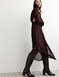 Georgette Collared Midi Shirt Dress