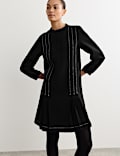 Crepe Pleated Knee Length Shift Dress