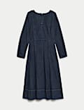 Denim Midi Fit and Flare Dress