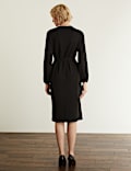 Jersey Tie Neck Button Through Midi Dress