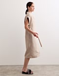 Pure Linen V-Neck Midi Wrap Dress