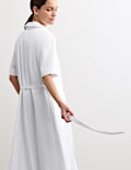 Pure Cotton Belted Midi Shirt Dress