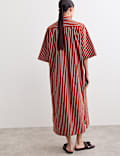 Pure Cotton Striped Midi Shirt Dress