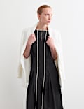 Robe coupe droite midaxi en satin avec lin