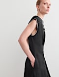 Robe coupe droite midaxi en satin avec lin