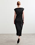 Robe coupe droite midaxi en satin avec lin